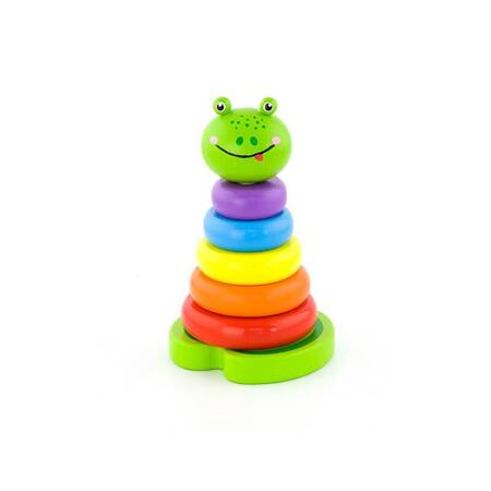  Drewniana Piramidka Nauka Kolorów Żabka Viga  Toys