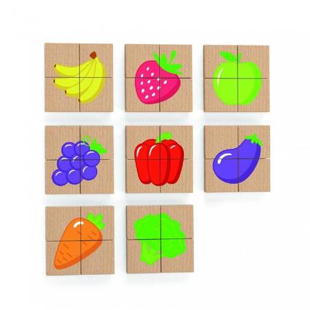  Drewniane Puzzle Magnetyczne Owoce Warzywa Viga Toys