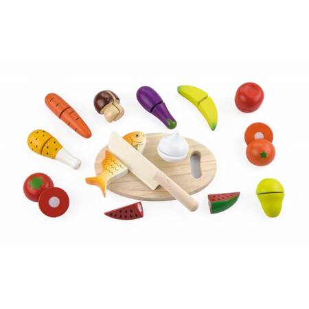  Drewniany Zestaw Produkty Spożywcze+ Deska do krojenia Viga Toys