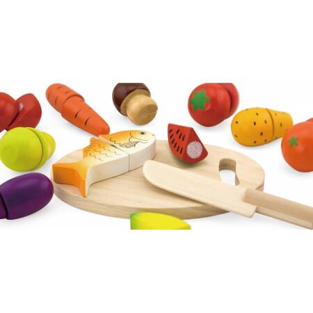  Drewniany Zestaw Produkty Spożywcze+ Deska do krojenia Viga Toys
