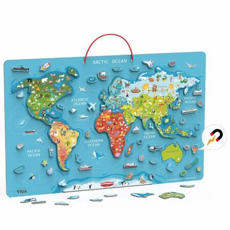 2w1 Tablica Edukacyjna z Magnetyczną Mapą Świata Viga Toys