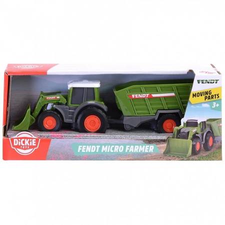 DICKIE Farm Traktor Fendt z Łyżką i Przyczepą 18cm