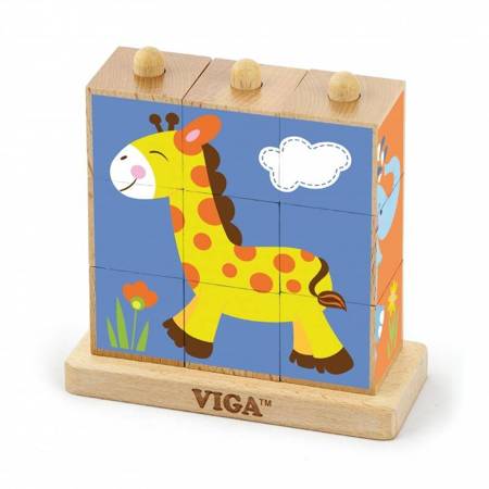 Drewniane Klocki układanka logiczna Zoo Viga Toys 