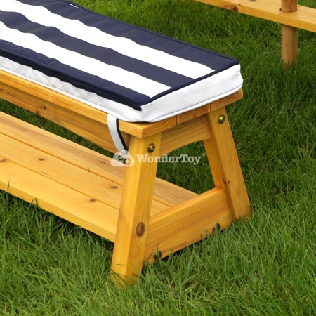 Stół i Ławki z Kolorowym Parasolem Table and Benches with Blue Umbrella KidKraft 00106