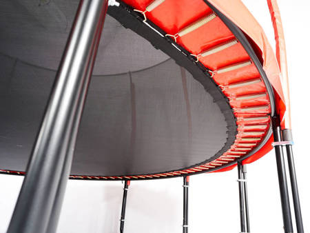 Trampolina Ogrodowa 252cm/8ft czerwona Maxy Comfort Plus Z Wewnętrzną siatką